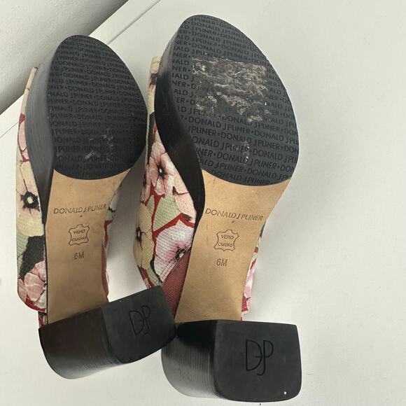 Donald J. Pliner Womens Block Heel Floral Slip-On Mule Slide Pink/Red Sandals 6M - Picture 5 of 5